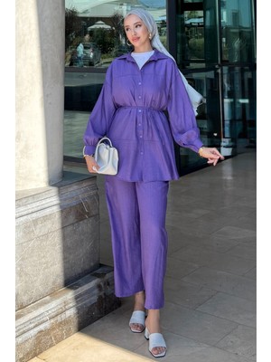 Tesettür Diyarı Renha Yazlık Tesettür Takım- Mor