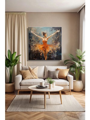 Şehber Modern Dekoratif Tekli Kanvas Duvar Tablosu Kare Salon Mutfak Yatak Odası Ofis Balerin