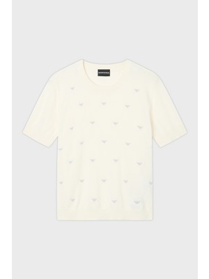 Emporio Armani Pamuklu Regular Fit Bisiklet Yaka Kazak Bayan Kazak EW004398 AF15106 U1058