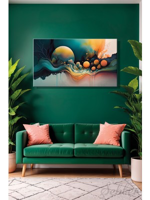 Şehber Panoramik Yatay Tekli Kanvas Duvar Tablosu Modern Salon Mutfak Yatak Odası Ofis Soyut Gece