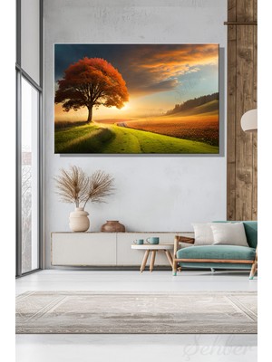 Şehber Modern Duvar Tablosu Yatay Kanvas Tekli Salon Mutfak Yatak Odası Ofis Doğa Gün Batımı