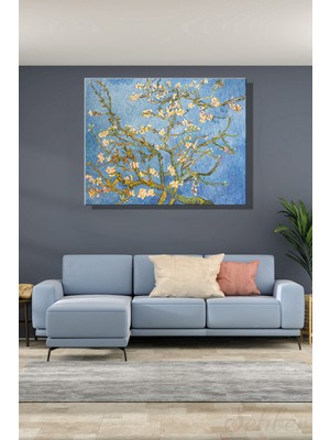 Şehber Yatay Kanvas Duvar Tablosu Tekli Salon Mutfak Yatak Odası Ofis Vincent Van Gogh Badem Çiçekleri