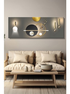 Şehber Yatay Panoramik Soyut Geometrik Kanvas Tablo Dekoratif Duvar Dekoru Salon Mutfak Yatak Odası Ofis