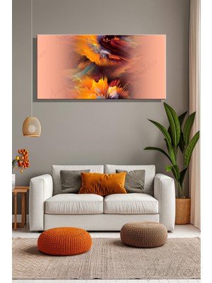 Şehber Duvar Tablosu Panoramik Yatay Kanvas Tekli Salon Mutfak Yatak Odası Ofis Dijital Sarı Patlama