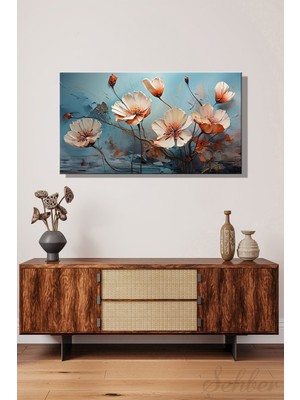 Şehber Modern Dekoratif Tekli Kanvas Tablo Panoramik Yatay Salon Mutfak Yatak Odası Ofis Çiçekler