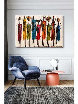 Şehber Kanvas Duvar Tablosu Yatay Tekli Salon Mutfak Yatak Odası Ofis Afrika Temalı Insanlar