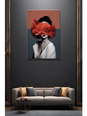 Şehber Soyut Kadın Portre Kanvas Tablo Dikey Dekoratif Duvar Tablosu Salon Mutfak Yatak Odası Ofis