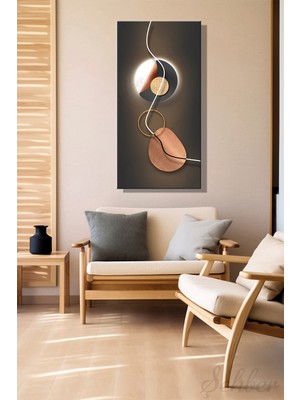 Şehber Modern Duvar Tablosu Panoramik Dikey Kanvas Tekli Salon Mutfak Yatak Odası Ofis Soyut Geometrik