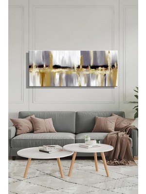 Şehber Modern Duvar Tablosu Panoramik Yatay Kanvas Tekli Salon Mutfak Yatak Odası Ofis Soyut Tasarım