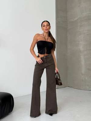 Herton Kadın Yüksek Bel Wide Leg Jean Pantolon – Bol Paça Modern Kesim Denim