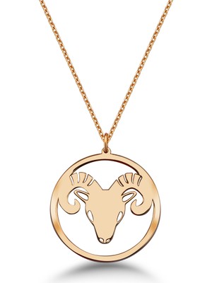 Mavili Gümüş Çember Koç Burcu Gümüş Kolye - Rose