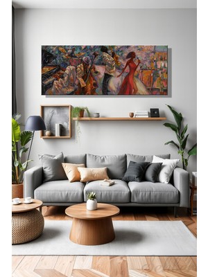 Şehber Modern Duvar Tablosu Panoramik Yatay Kanvas Tekli Salon Mutfak Yatak Odası Ofis Jazz Club