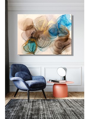 Şehber Modern Duvar Tablosu Yatay Kanvas Tekli Salon Mutfak Yatak Odası Ofis Soyut Tasarım