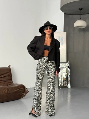 Herton Kadın Yüksek Bel Çapraz Kemer Wide Leg Jean – %100 Pamuk Füme Denim Pantolon