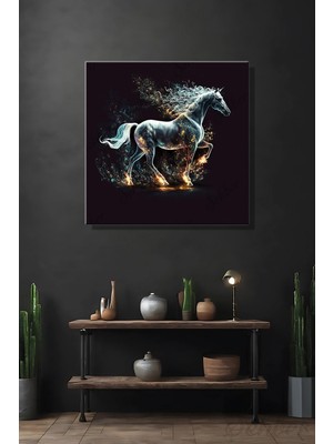 Şehber Modern Dekoratif At Figürlü Duvar Tablosu Yatay Salon Mutfak Yatakodası Ofis