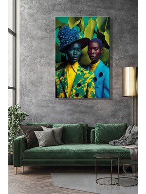 Şehber Dekoratif Kanvas Duvar Tablosu Dikey Afrikalı Modeller Tekli Salon Mutfak Yatak Odası Ofis