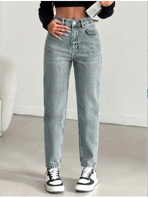 Herton Kadın Yüksel Bel Mom Jean  Pantolon %100 Cotton Esneme Yok