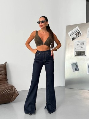 Herton Kadın Yüksek Bel Ispanyol Paça Jean Pantolon – Likralı Flare Denim, Toparlayıcı Etki, Günlük & Şık Kombin