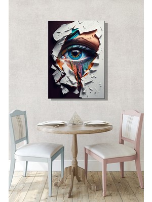 Şehber Kanvas Duvar Tablosu Dikey Tekli Salon Mutfak Yatak Odası Ofis Dijital Sanat Illüstrasyon Göz