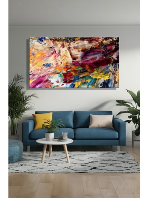 Şehber Panoramik Yatay Kanvas Tablo Tekli Salon Mutfak Yatak Odası Ofis  Yağlı Boya Efekt Renkler