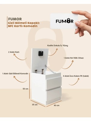 Fumor Nfc Kart Kilitli Gizli Bölmeli Dolap Kapaklı (Montajlı Hazır Gönderilir)
