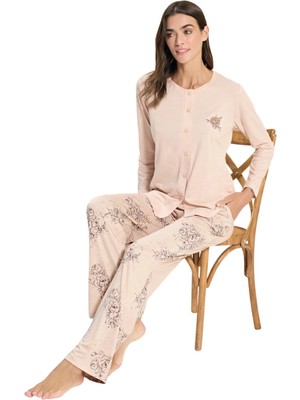 Over Sleep by Poleren Over Sleep 3317 Kadın Uzun Kol Büyük Beden Modal Süprem Pijama Takım (L-Xl-Xxl-3x