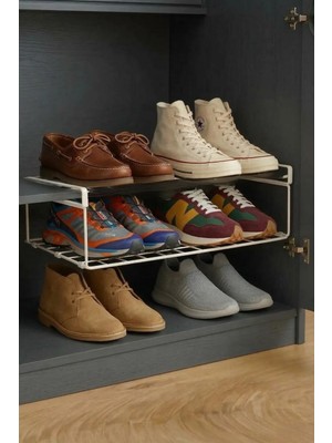 Orvila Metal Depolama Rafı Beyaz - Ayakkabı Düzenleyici - Erzak Düzenleyici Organizer