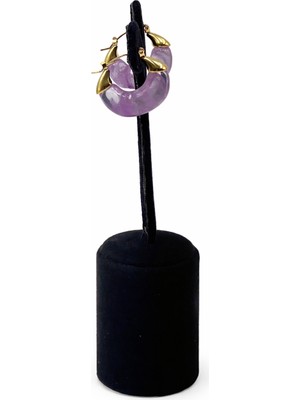 Pangu Lak Kaplama Akrilik Kalın Halka Kadın Küpe