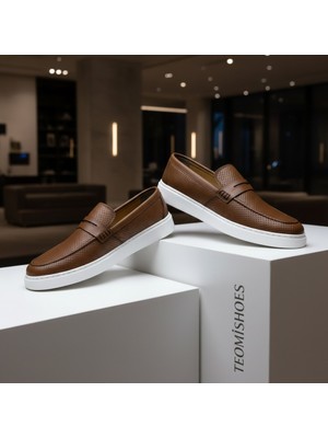 By Barretti Kahverengi Delikli Doku Beyaz Taban Loafer