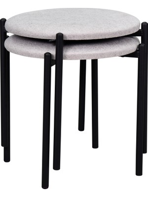 Vilinze Nil Siyah Metal Ayak Istiflenebilir Mutfak-Balkon Taburesi