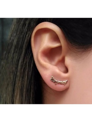 kuyumcudan Isimli Küpe 925 Ayar Gümüş El Işi