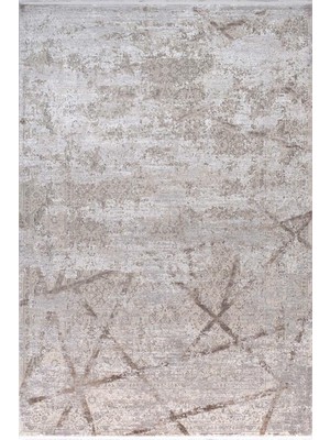 Pırlanta Halı Zeugma Yumuşak Yüzey 100 Tarak Viskon Halı Zeu 3008 Gri E