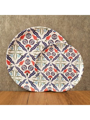 Gültaş Melamin 6 Küçük (17,5 Cm) + 6 Büyük (25 Cm) Melamin Pasta Tabağı Desen : Osmanlı