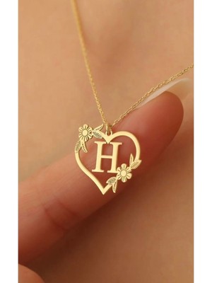 kuyumcudan Kalp Motifli Harfli Kolye