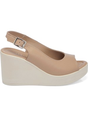 Tergan Bej Hakiki Deri Kadın Sandalet - K25Y1SN67920-A25