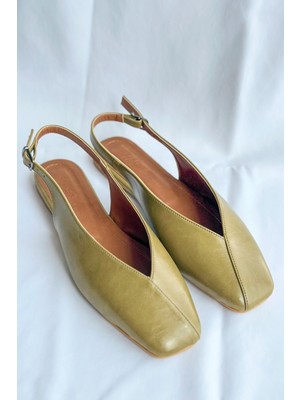 Nil Shoes Miya Yağ Yeşili Cilt Babet