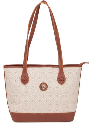 Tergan Bej Print Kadın Omuz Çantası - S26Y1PR09194-E52
