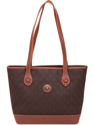 Tergan Kahverengi Print Kadın Omuz Çantası - S26Y1PR09194-R9C