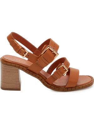 Tergan Taba Hakiki Deri Kadın Sandalet - K25Y1SN68018-A29