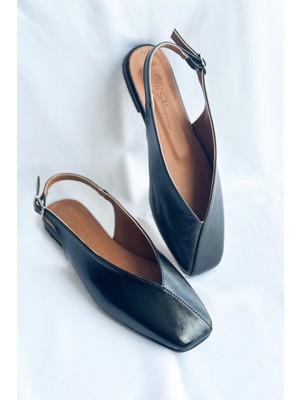 Nil Shoes Miya Siyah Cilt Babet