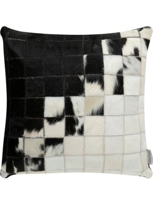 Mudo Home LUCAS DERİ KIRLENT SİYAH BEYAZ 45X45 CM