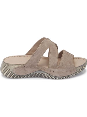 Tergan Bej Hakiki Deri Kadın Terlik - K25Y1TR67930-Q5Q