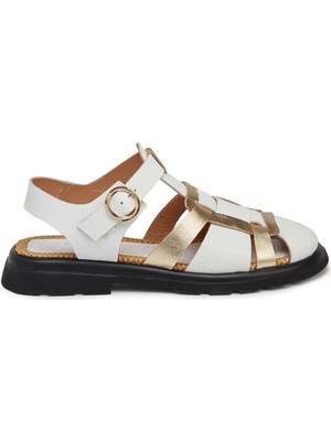 Tergan Beyaz Hakiki Deri Kadın Sandalet - K25Y1SN67958-A26