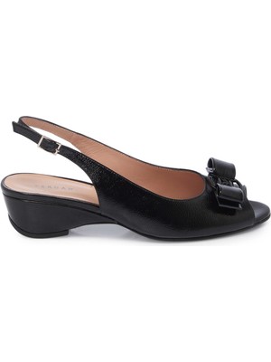 Tergan Siyah Hakiki Rugan Deri Kadın Topuklu Ayakkabı - K25Y1AY68088-A07