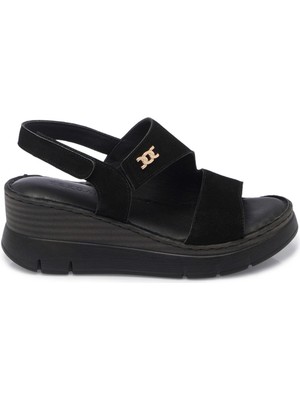 Tergan Siyah Hakiki Süet Deri Kadın Sandalet - K25Y1SN67982-A01