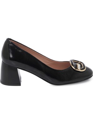 Tergan Siyah Hakiki Rugan Deri Kadın Topuklu Ayakkabı - K25I1AY68089-A07