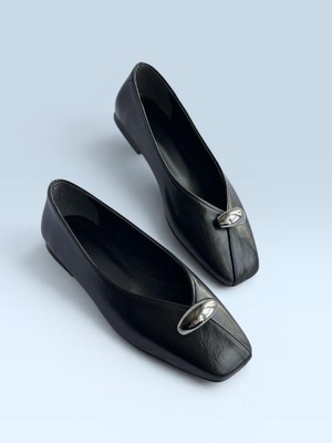 Nil Shoes Noya Siyah Tokalı Babet