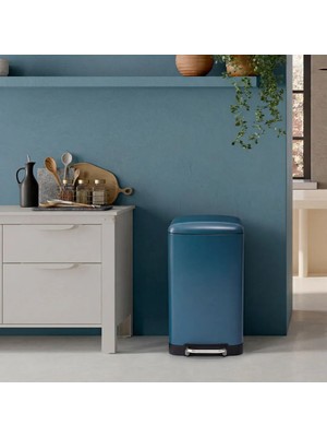 5Five Ariane Metal Pedallı 30 L Petrol Mavisi Çöp Kovası - Soft Close Kapaklı, İç Kovalı, Geniş Pedallı