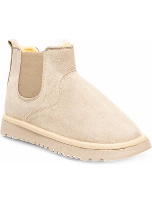 Hkursat Bluefeet Bej Lastikli Içi Tüylü Siyah Süet Yarım Bot NSB519