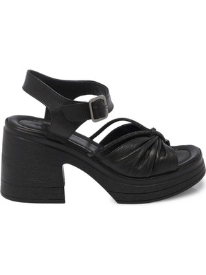 Tergan Siyah Hakiki Deri Kadın Sandalet - K25Y1SN68058-A23